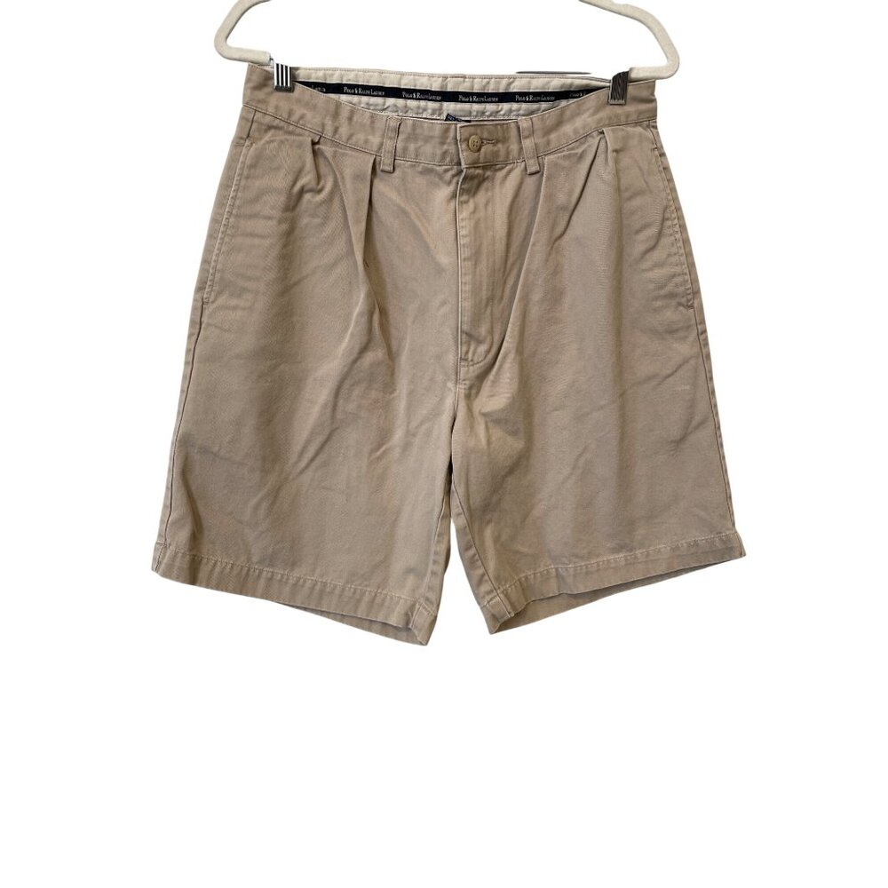 Polo Ralph Lauren Pleated Golf Shorts Size 33 Tan Khaki Sporty Neutral Outerwear
